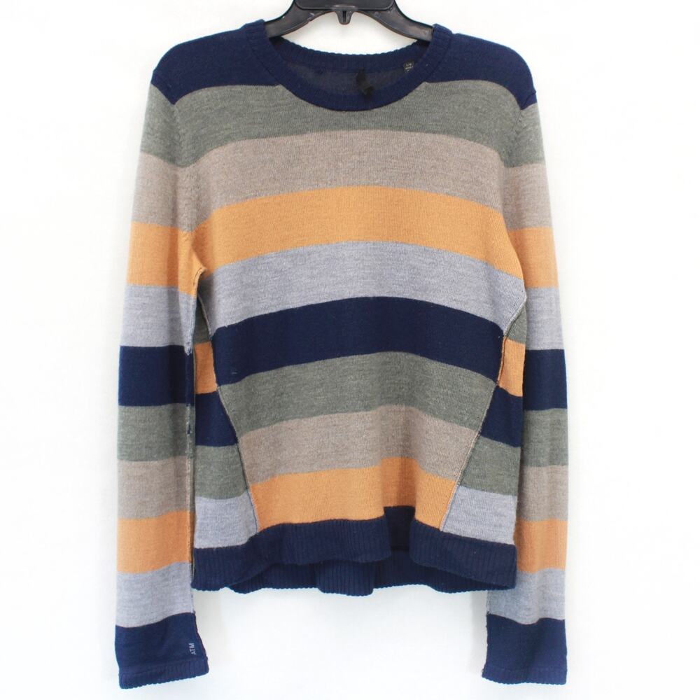 ATM 100% Merino Wool Sweater Pullover Striped Unisex Cozy Casual Large